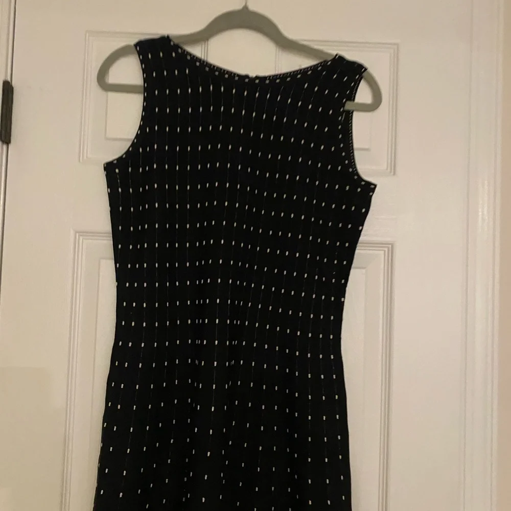 Nic + Zoe Fit & Flare Sleeveless Knit Midi Dress Black White Rectangle Dot Sz M